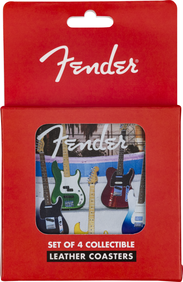 Fender Guitar Coasters Set Multi-Colour Leather